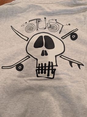 Stussy Mens Gray Pullover Fleece Hoodie XL Skull Graphic Print Logo NWOT